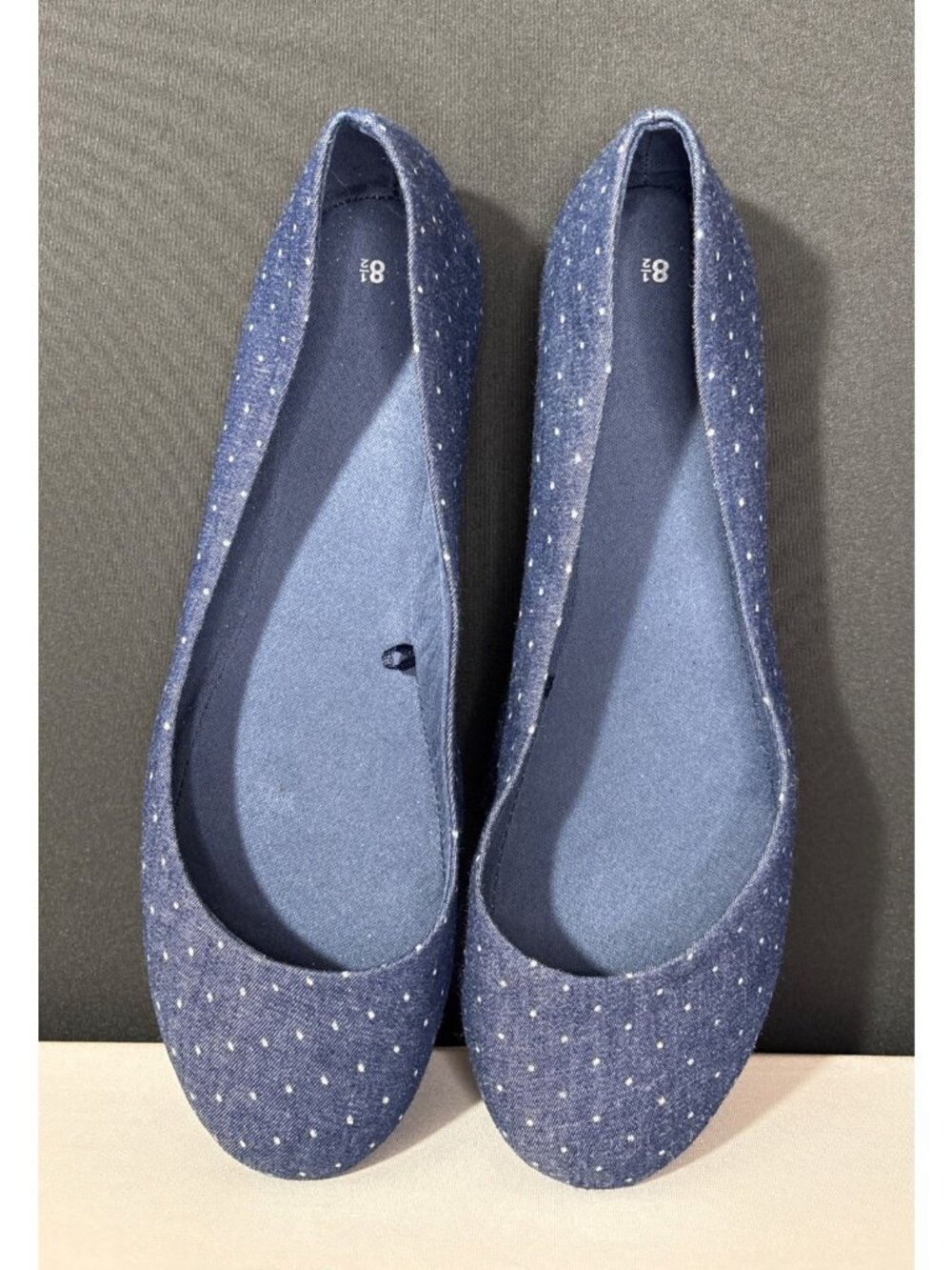 Blue Polka Dot Womens Flat Shoes Size 8.5 Slip-On Casual Ballerina Ballet Flats - Picture 5 of 8